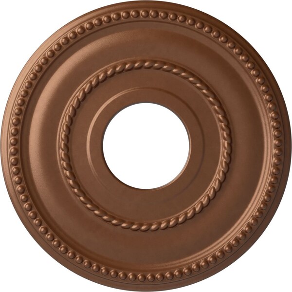Ekena Millwork Valeriano Ceiling Medallion (Canopies up to 6 1/4"), 12 1/8"OD x 3 5/8"ID x 3/4"P, Polished Copper CM12VAPOS - main